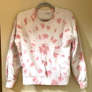 White And Pink Tie-Dye Sweatshirt